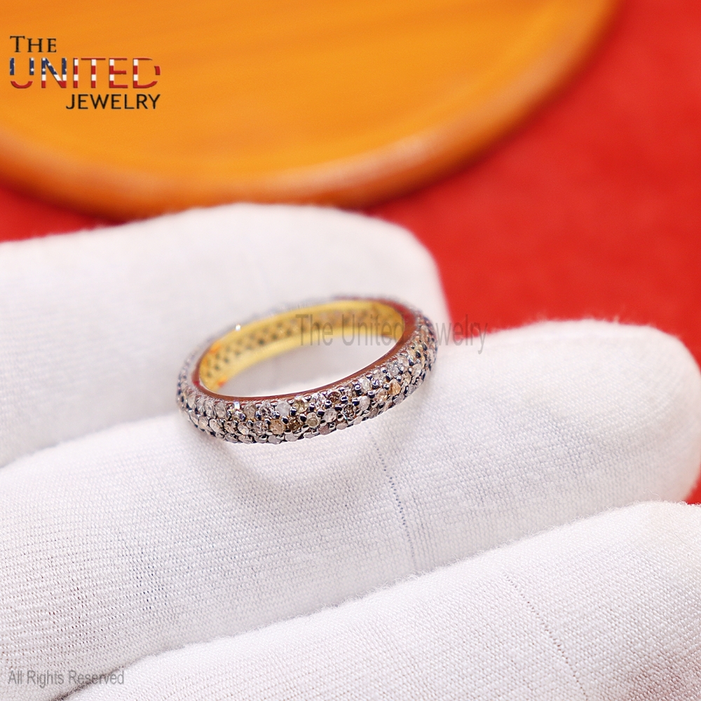 Wedding Band Pave Diamond Ring 925 Silver Bands, 925 Sterling Silver Band Ring, Diamond Band Ring Jewelry