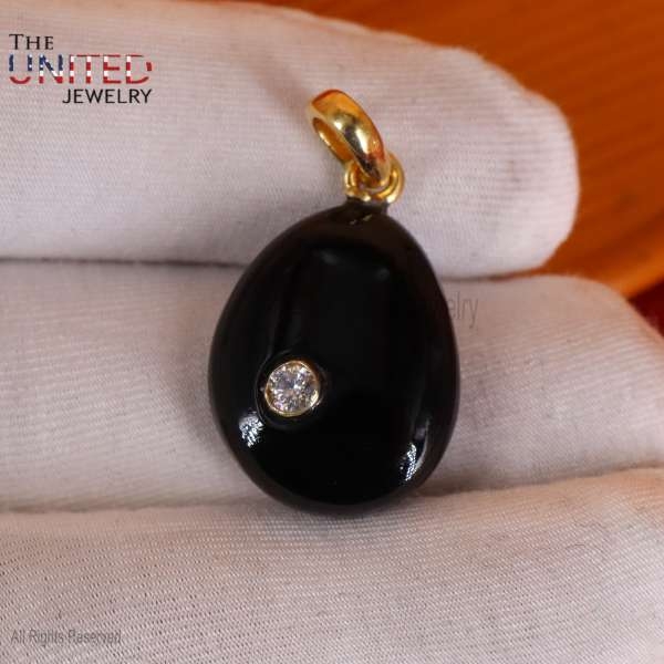Black Onyx With Pave Diamond Designer Pendant, Silver Gemstone Pendant, Black Onyx Silver Charm, Handmade Gemstone Charm Jewelry