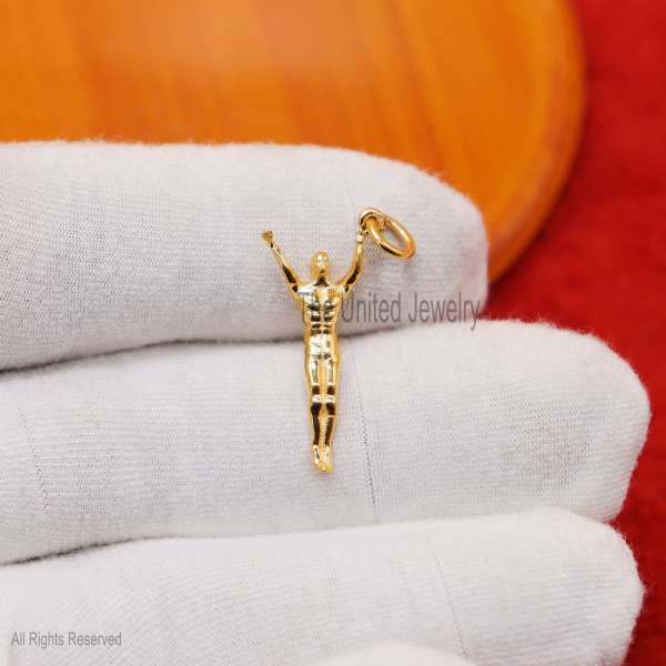 14k Gold Footballer Champion Man Pendant, Gold Champion Man Pendant, Handmade Gold Footballer Champion Man Pendant Jewelry