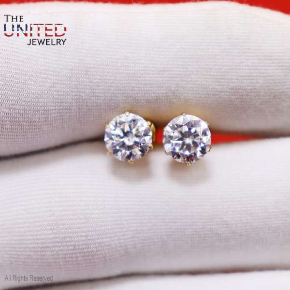 18k Gold Moissanite Stud Earrings, Natural Moissanite Stud Earrings, 18k Gold Studs, Moissanite Studs, Moissanite Studs Earrings for Women’s