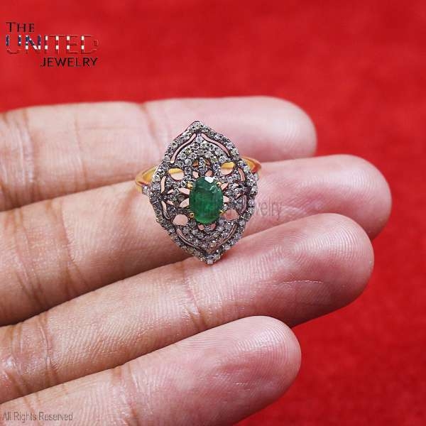 Handmade 925 Sterling Silver Diamond With Tsavorite Designer Ring Jewelry For Women’s