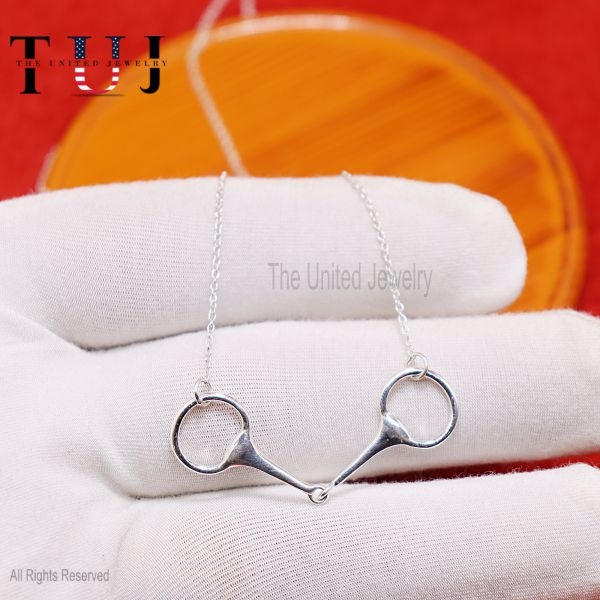925 Sterling Silver Snaffle Bit Charm Handmade Necklace Jewelry