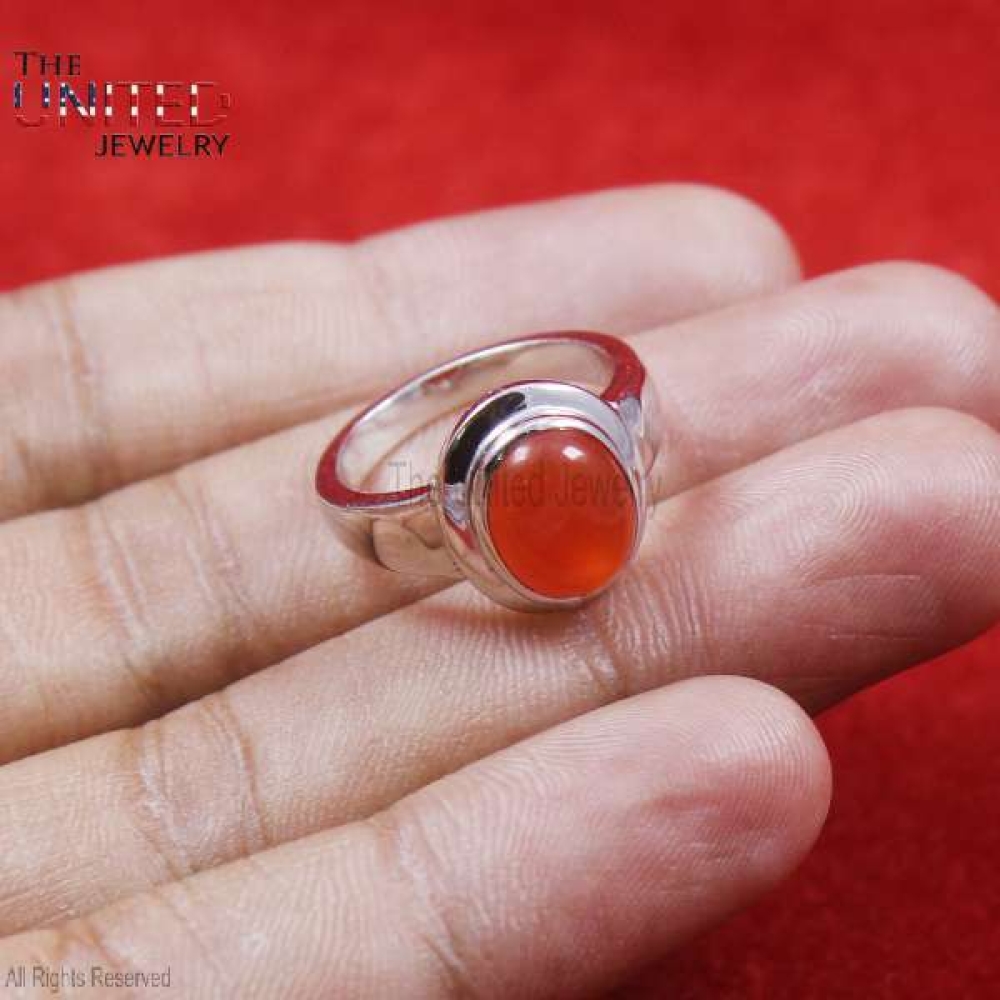 Coral Gemstone Handmade 925 Sterling Silver Ring Jewelry For Women’s