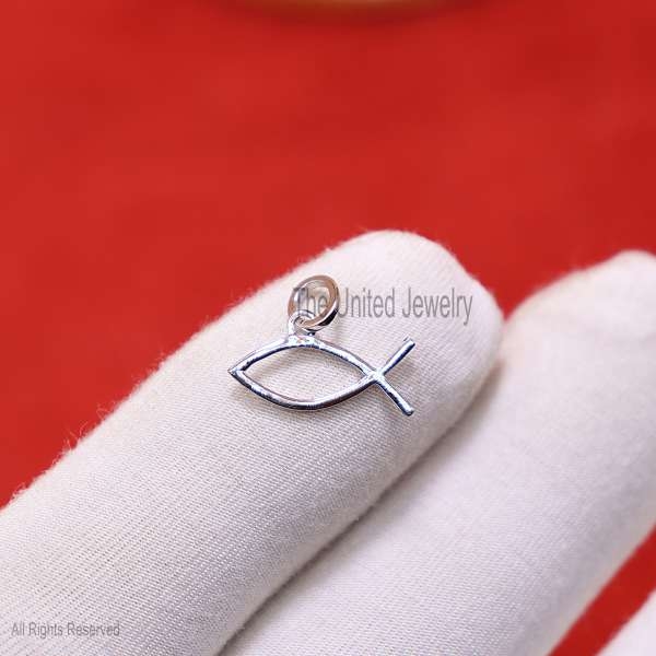 18k Yellow Gold Christian Fish Pendant/Charm for Necklace for Women Men
