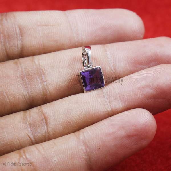 Sterling Silver Amethyst Charm Pendant, Charm Pendant, Amethyst Charms Necklace, Silver Pendant, Gemstone Silver Pendant