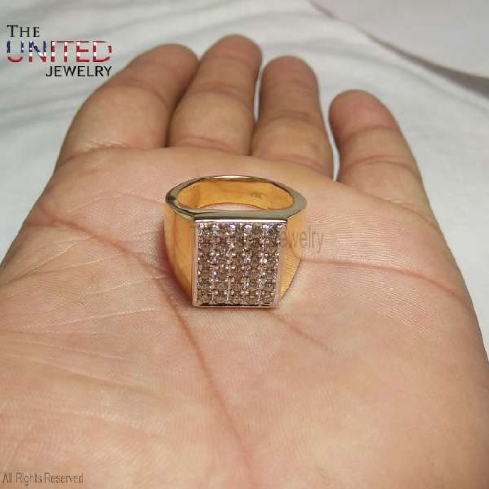 925 Sterling Silver Natural Pave Diamond Men’s Ring Jewelry