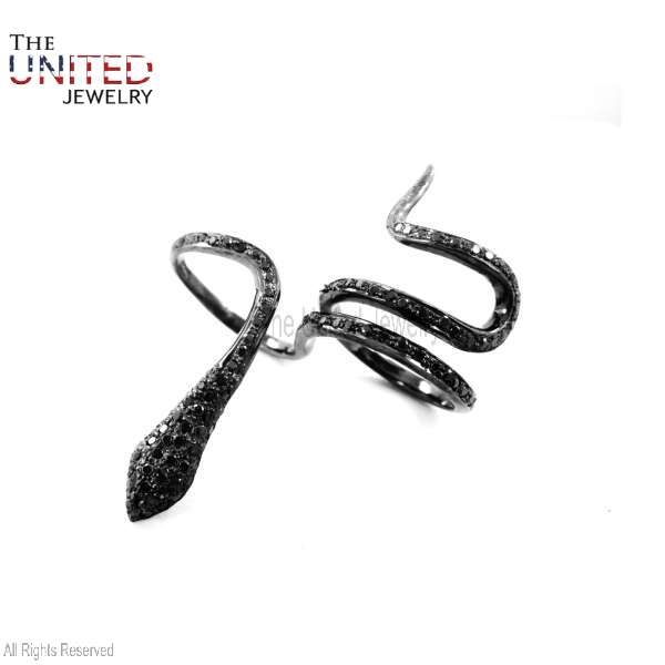 925 Sterling Silver Black Onyx Handmade Snake Ring Jewelry For Women’s