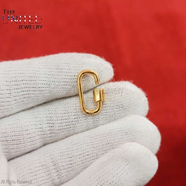 Sterling Silver Carabiner Screw Lock, Handmade Carabiner Clasp Lock Jewelry