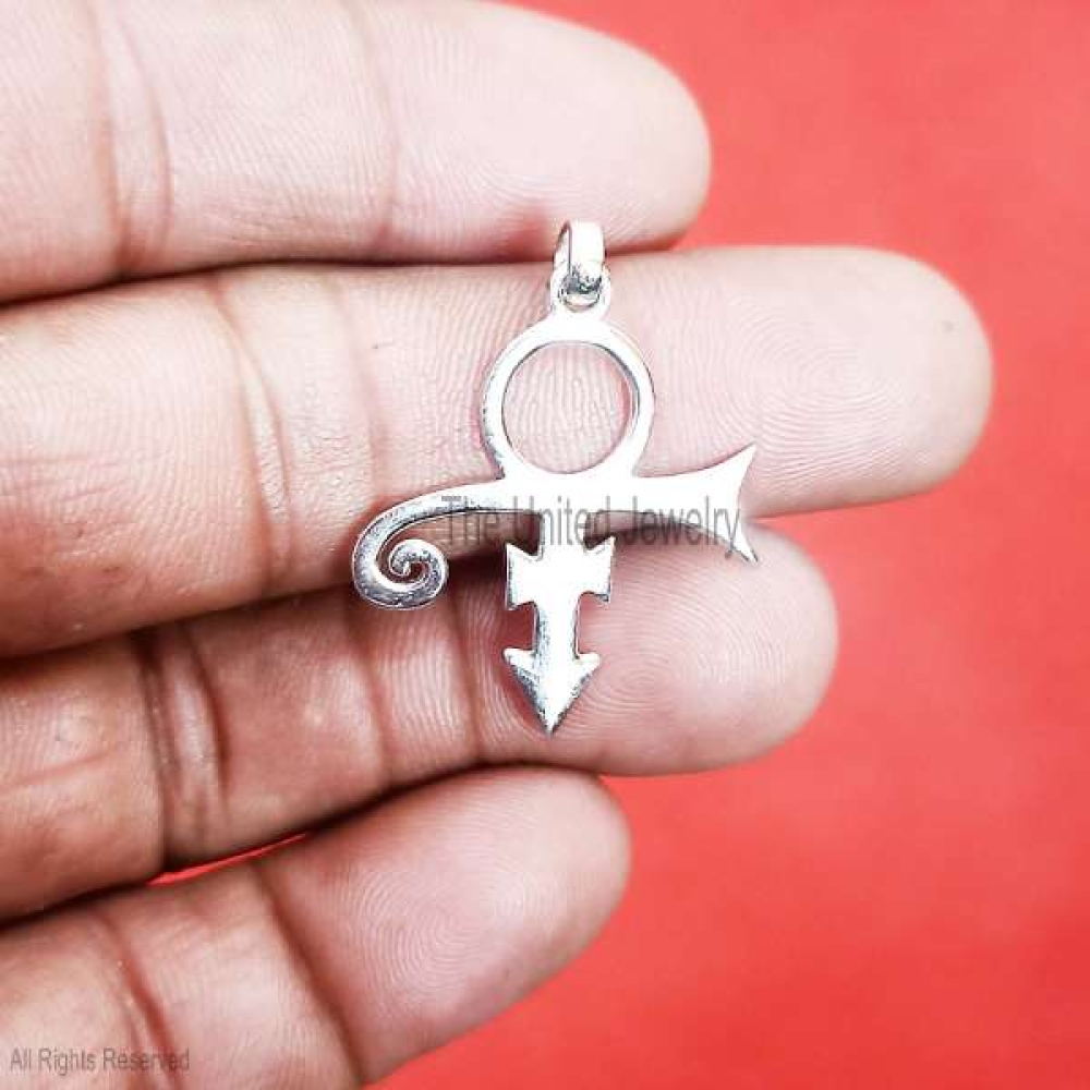 Prince Symbol Love Logo Charm Pendant, 925 Sterling Silver Prince Symbol Love Logo Charm Pendant Jewelry