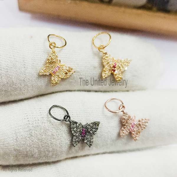 925 Sterling Silver Butterfly Pendant Charm, Silver Charms Necklace, Tiny Butterfly Charms, Silver Butterfly Charms, Silver Charms Pendant Jewelry
