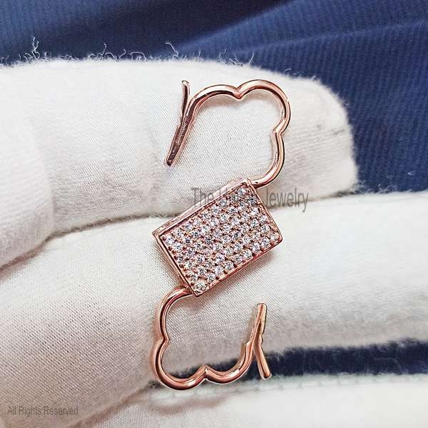Designer Padlock Handmade 925 Sterling Silver CZ Diamond Padlock Jewelry, 925 Sterling Silver Padlock Jewelry