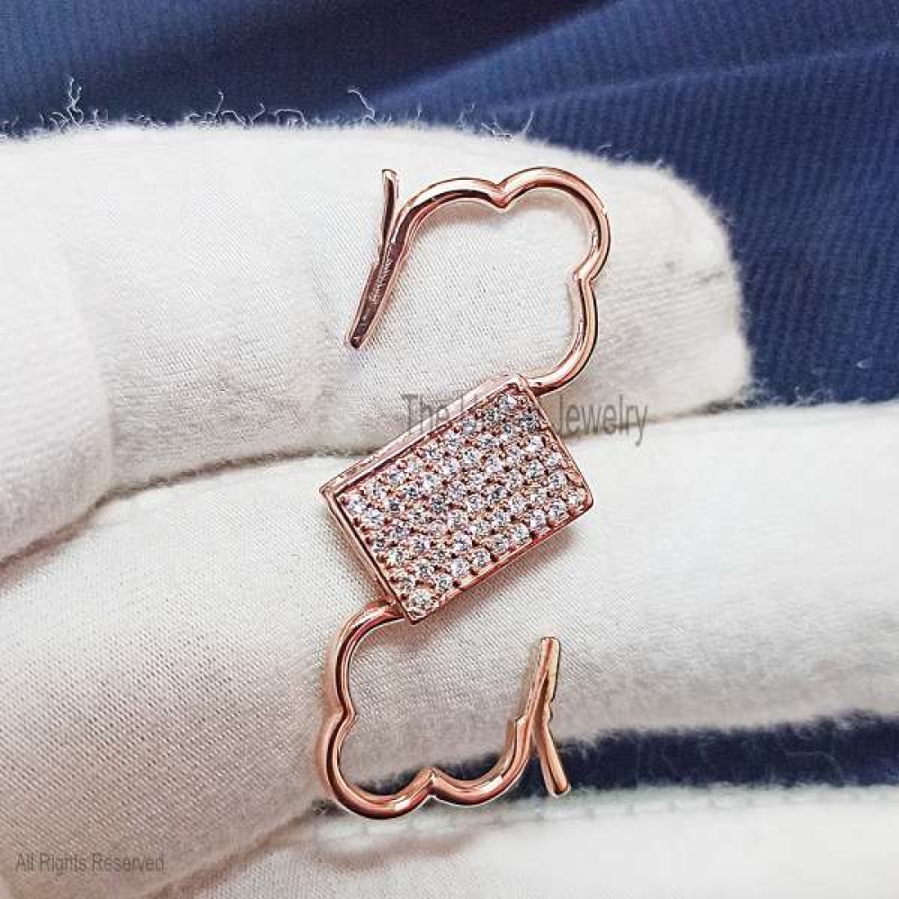 Designer Padlock Handmade 925 Sterling Silver CZ Diamond Padlock Jewelry, 925 Sterling Silver Padlock Jewelry