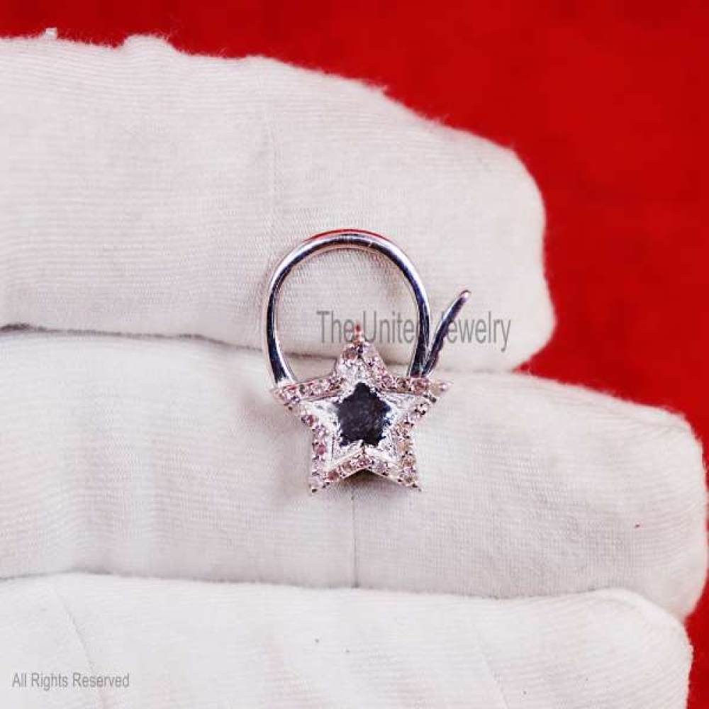 Sterling Silver Natural Pave Diamond Star Shape Both Side Diamond Padlock Jewelry, Diamond Padlock, Star padlock