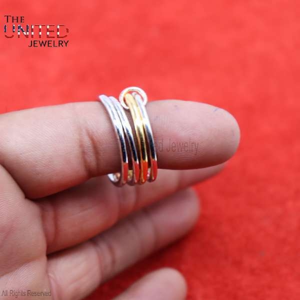 925 Silver Connector Ring, Interlocking Ring, Connector Ring, Linked Ring, Stacking Linked Ring, Connected Ring, link Band Ring