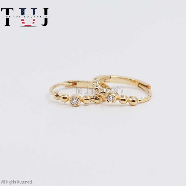 925 Sterling Silver Pave Diamond Round Hoop Earrings For Women’s
