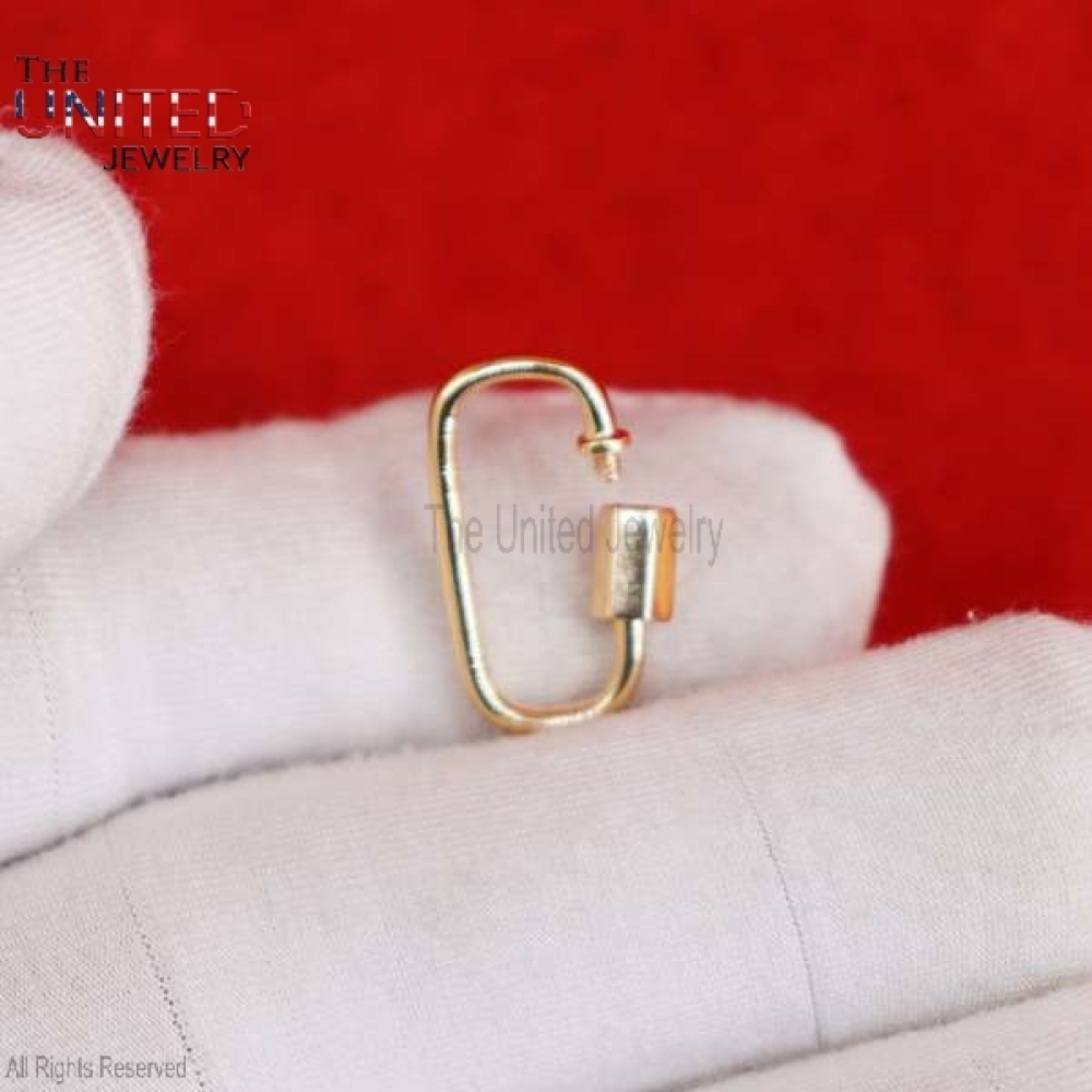 9k Yellow Gold Carabiner Lock Jewelry, Gold Carabiner, 9k Gold Clasp Lock Jewelry, Gold Lock, 9k Screw Lock, Handmade 9k Screw Lock