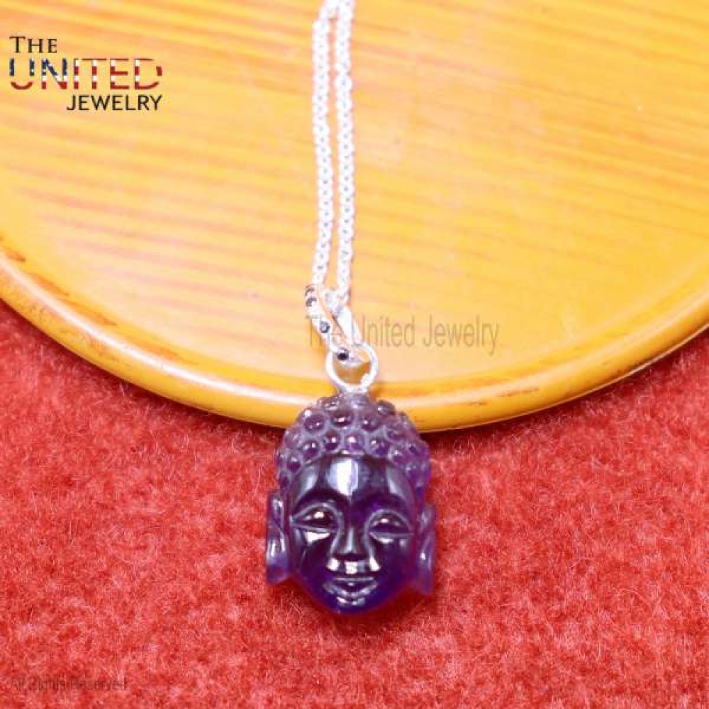 925 Sterling Silver Amethyst Buddha Charm Pendant, Silver Buddha Necklace, Amethyst Buddha Pendant, Handmade Silver Buddha Charm Jewelry