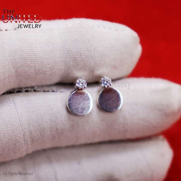 Handmade Sterling Silver Pave Diamond Stud Earrings, Silver Stud, Stud Earrings For Women’s, Silver Stud Earrings Jewelry
