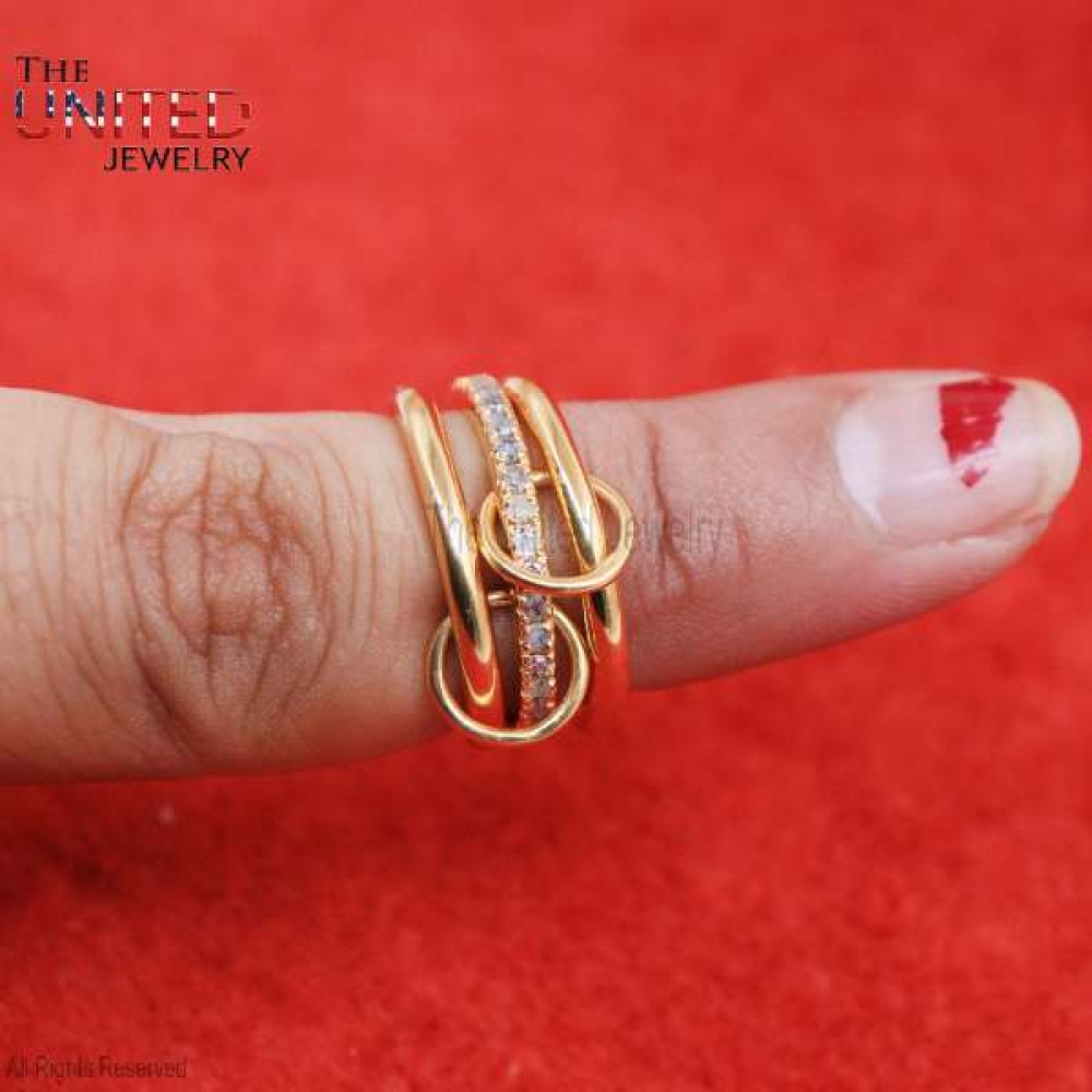 925 Sterling Silver Yellow Gold Plating Connector Band Ring Jewelry, Three Finger Connector Ring, Three Connector Band Ring, Link Ring