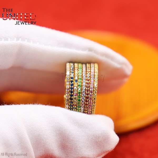 925 Sterling Silver Handmade Gemstone Band Ring Jewelry For Women’s