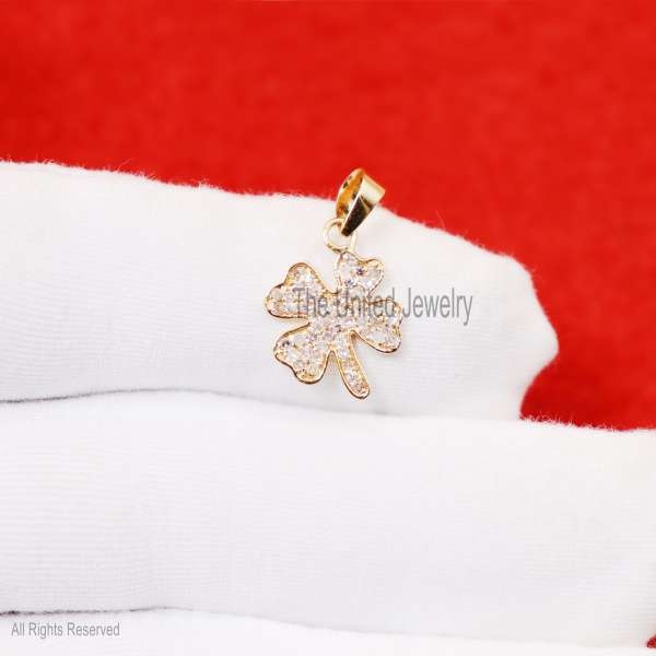 925 Sterling Silver Pave Diamond Clover Charms Vintage Pendant Jewelry, Silver Charms Pendant, Silver Clover Charms