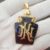 Natural Silver Diamond Handmade NK Shape Initial Enamel Monogram Pendant Jewelry, Personalized Silver Enamel Monogram Jewelry