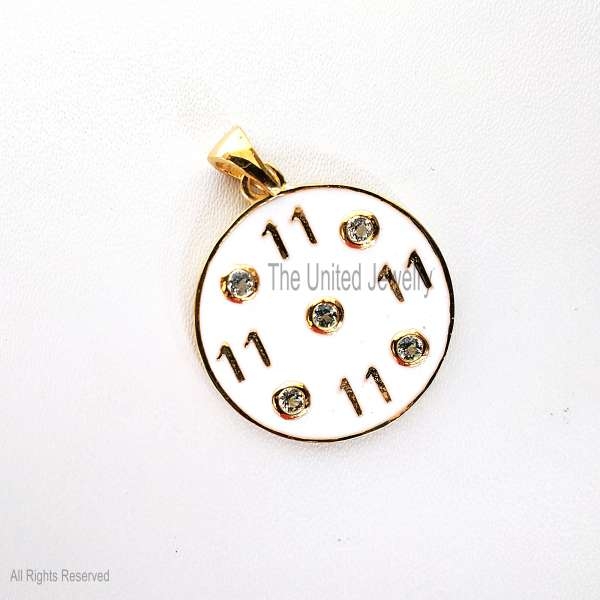 Numeric 11 White Enamel Diamond Pendant, Numeric Digit Enamel Silver Diamond Pendant, Handmade Numeric Digital Pendant Jewelry