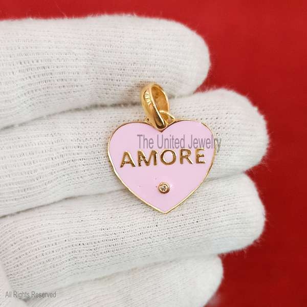 Enamel Handmade Sterling Silver AMORE Heart Pendant Necklace Jewelry, Heart Pendant, Silver Heart Pendant Jewelry, Handmade Enamel Silver Heart Pendant Jewelry