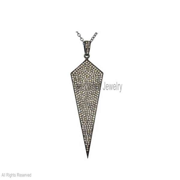 925 Sterling Silver Arrow Charm Pendant Jewelry, Handmade Silver Pave Diamond Arrow Charm Pendant, Arrow Charm Pendant