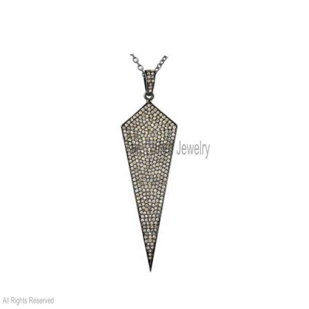 925 Sterling Silver Arrow Charm Pendant Jewelry, Handmade Silver Pave Diamond Arrow Charm Pendant, Arrow Charm Pendant