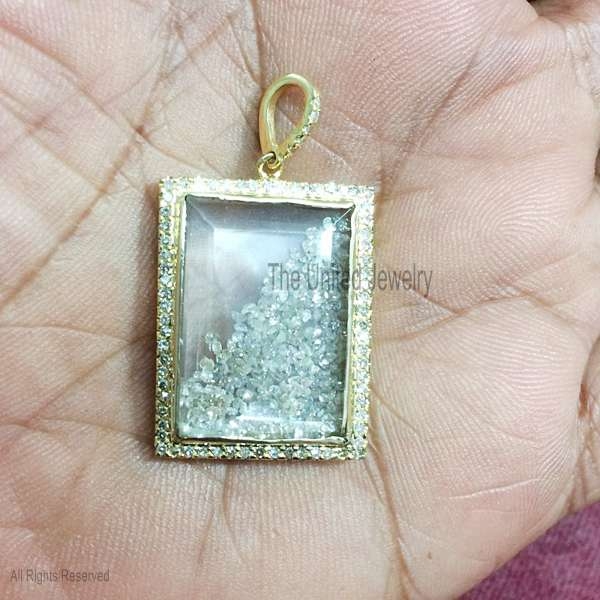 925 Sterling Silver Diamond Shaker Square Shape Charm Pendant, Handmade Silver Diamond Shaker Charm Pendant Jewelry