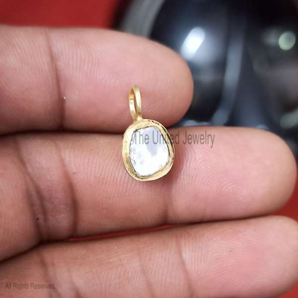 Wholesale Handmade Sterling Silver Polki Small Pendant Jewelry, Polki Round Pendant, Silver Round Pendant Jewelry For Women’s