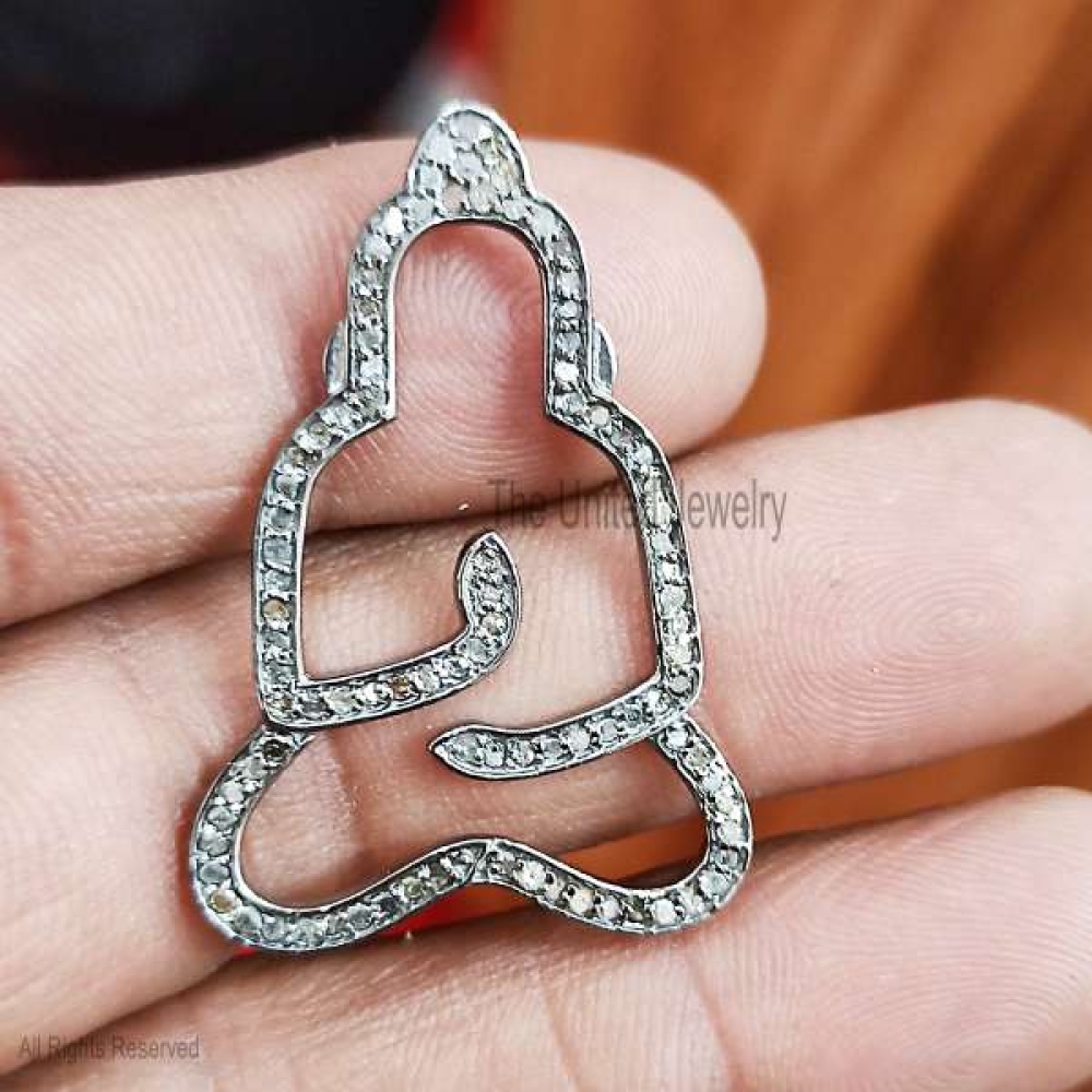 925 Sterling Silver Diamond Buddha Charm, Handmade Sterling Silver Diamond Buddha Diamond Charm Pendant Jewelry, Buddha Diamond Pendant Jewelry