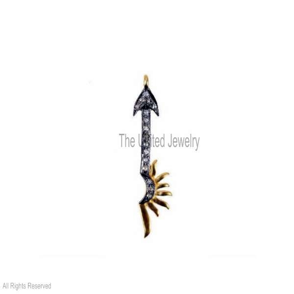 Silver Diamond Sun Arrow Charm Pendant Jewelry, Diamond Arrow Charm, Handmade Silver Diamond Sun Arrow Charm Pendant Jewelry