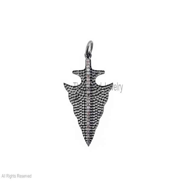 Silver Diamond Arrowhead Charm Pendant Jewelry, Diamond Arrowhead Charm, Handmade Silver Diamond Arrowhead Charm Pendant