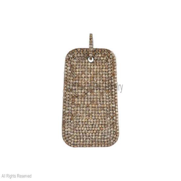 Silver Diamond Dog Tag Charm Pendant, Diamond Dog Tag Charm, Silver Diamond Dog Tag Pendant, Handmade Silver Diamond Diamond Dog Tag Charm Pendant Jewelry