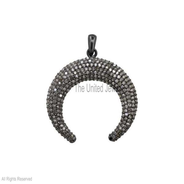 Silver Diamond Horse Shoe Charm Pendant, Diamond Horse Shoe Charm, Silver Diamond Horse Shoe Pendant, Handmade Silver Diamond Diamond Horse Shoe Charm Pendant Jewelry