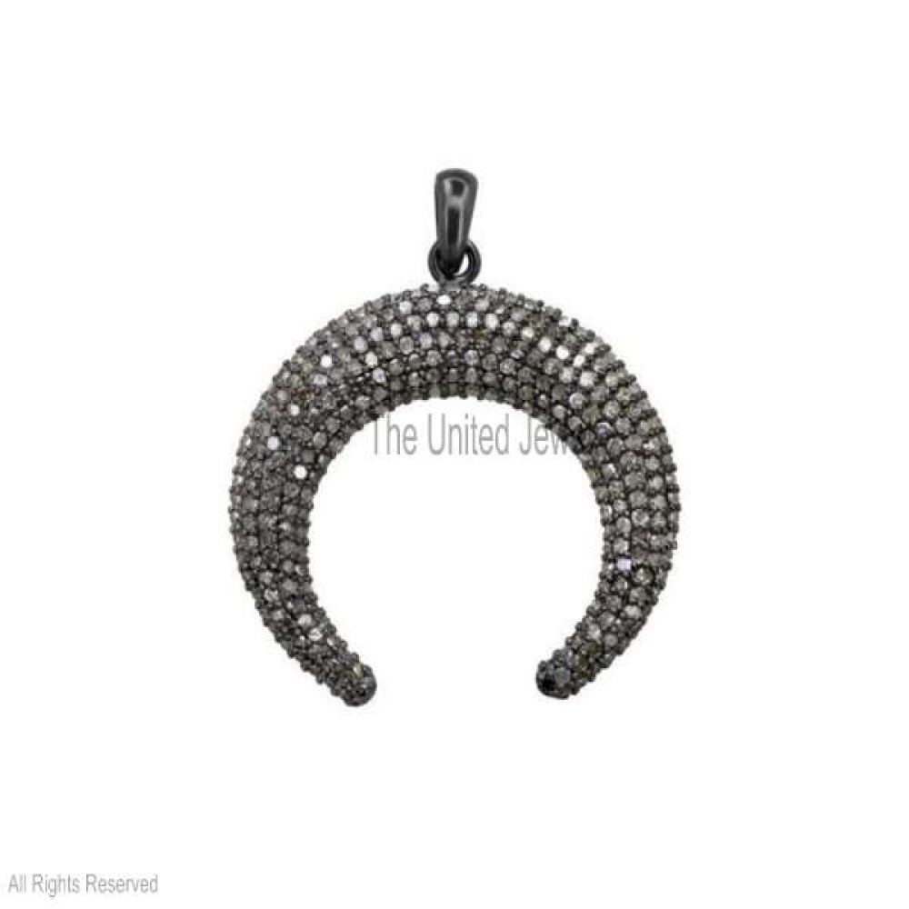 Silver Diamond Horse Shoe Charm Pendant, Diamond Horse Shoe Charm, Silver Diamond Horse Shoe Pendant, Handmade Silver Diamond Diamond Horse Shoe Charm Pendant Jewelry