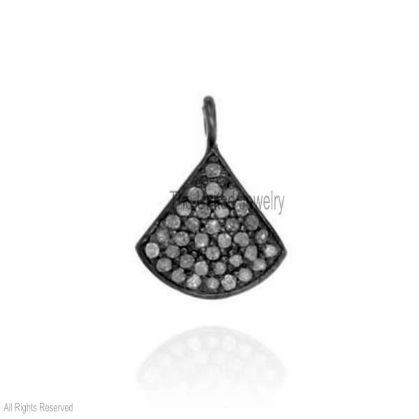 Silver Diamond Small Charm, Pave Diamond Designer Charm, Handmade Sterling Silver Diamond Small Charm Pendant Jewelry, Designer Bracelet Charm