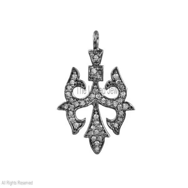 925 Sterling Silver Pave Diamond Antique Look Roman Cross Charm, Roman Cross Pendant, Handmade Sterling Silver Pave Diamond Roman Cross Charm Jewelry