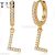 925 Sterling Silver Pave Diamond Hoop With Alphabet Earrings Jewelry