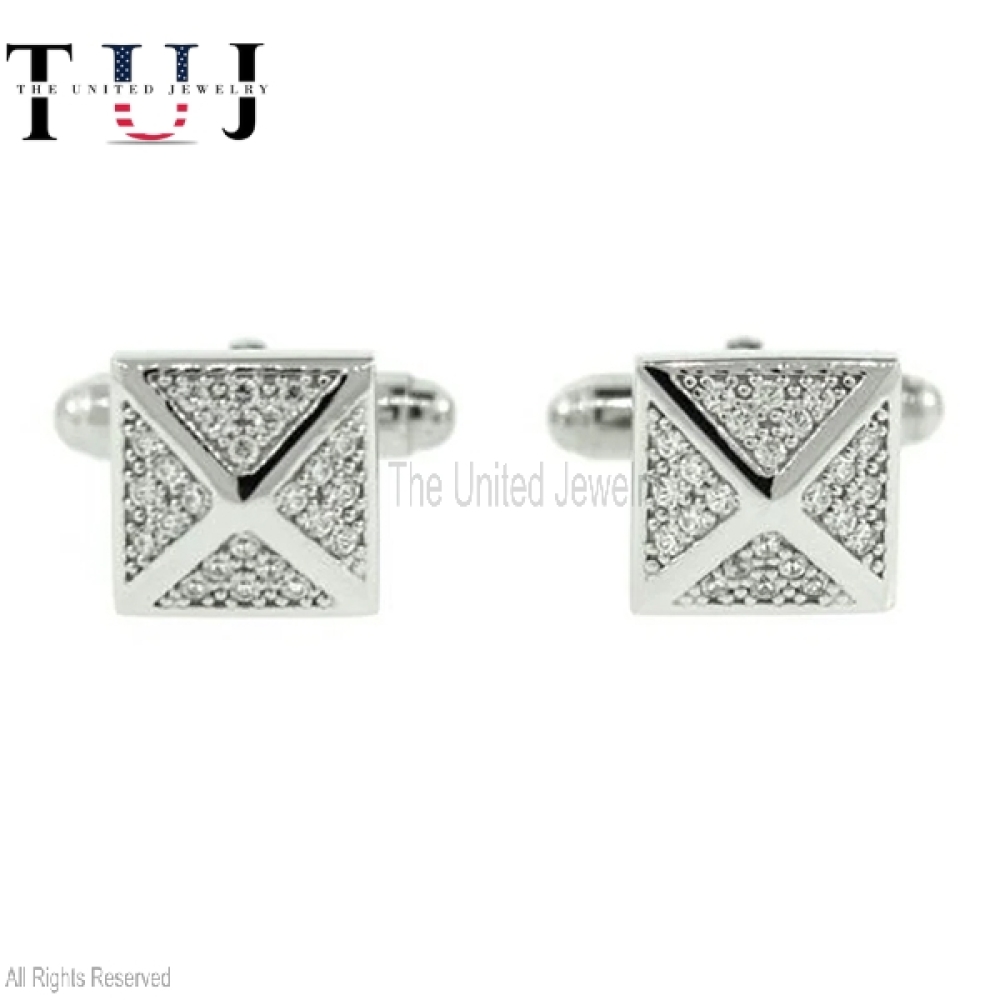 925 Sterling Silver Handmade Pave Diamond Men’s Cufflinks Jewelry