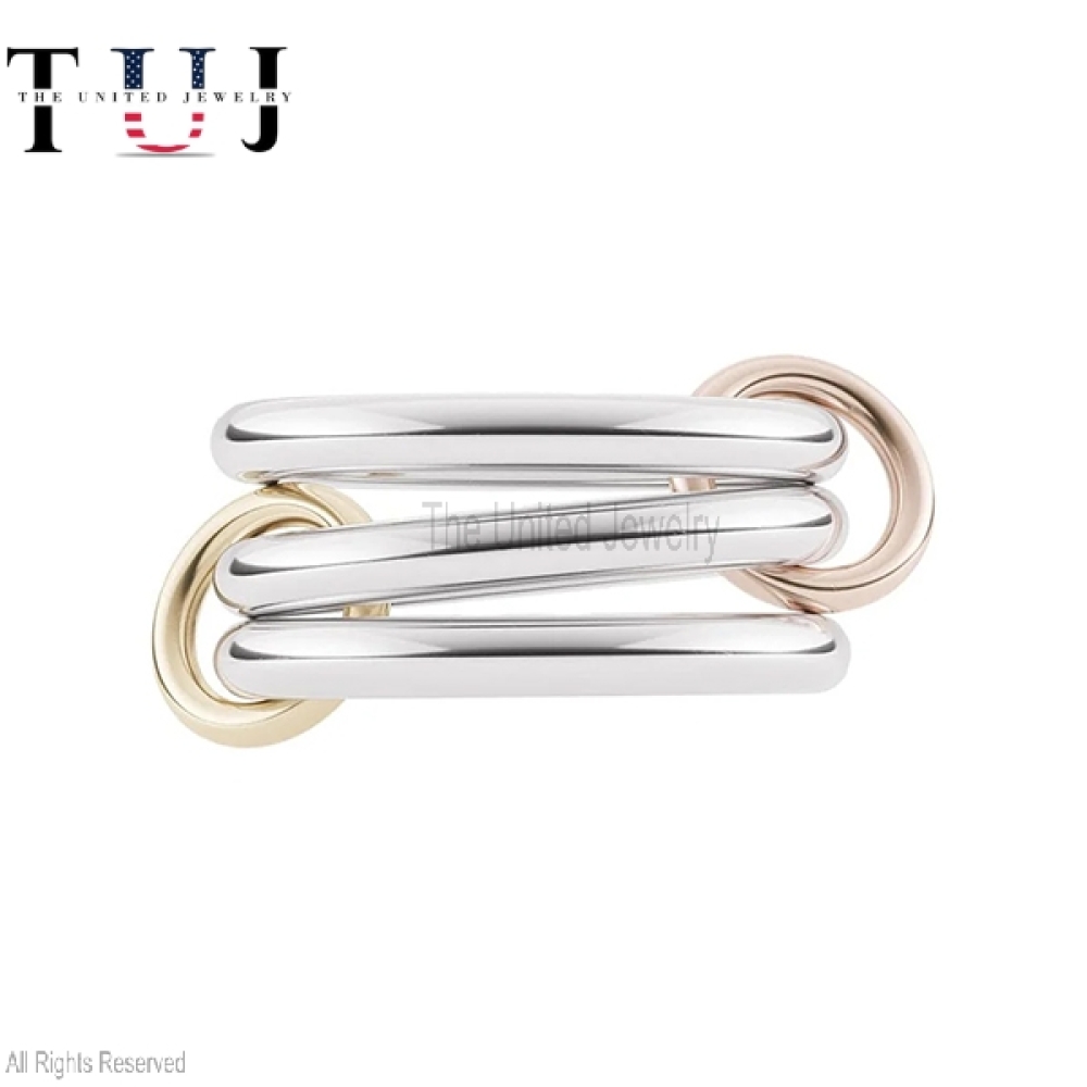Handmade 925 Silver Connector Ring, Interlocking Ring, Connector Ring, Connected Ring, Women’s link Band Ring, Stacking Linked Ring Jewelry