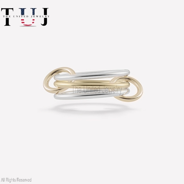 Handmade 925 Silver Connector Ring, Interlocking Ring, Connector Ring, Linked Ring, Connected Ring, link Band Ring, Stacking Linked Ring