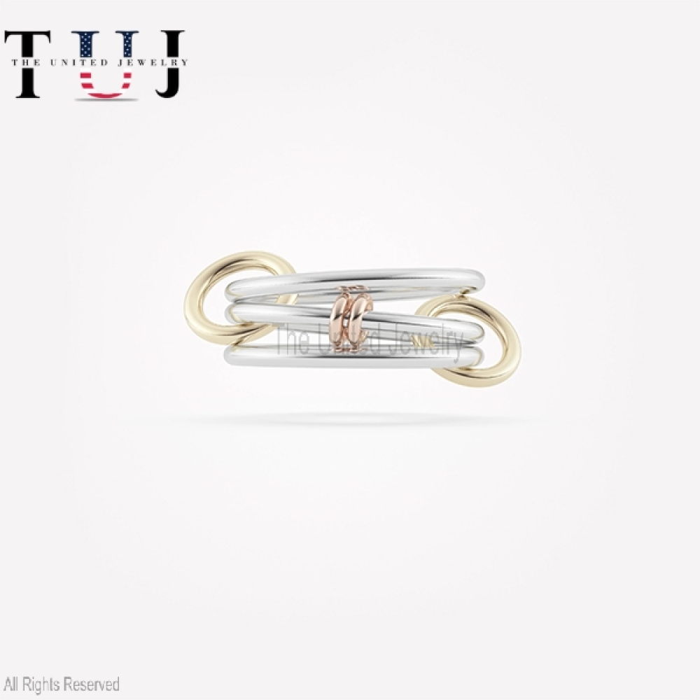 925 Silver Connector Ring, Interlocking Ring, Connector Ring, Stacking Linked Ring, Connected Ring, Multi link Band Ring