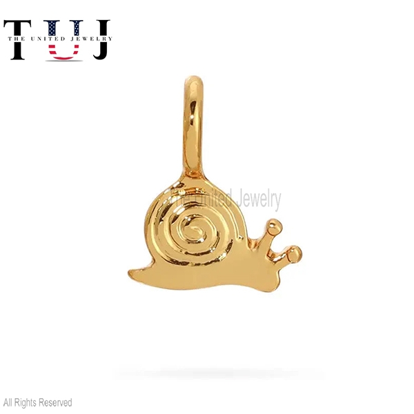 925 Sterling Silver Handmade Gold Plated Snail Charm Pendant Jewelry
